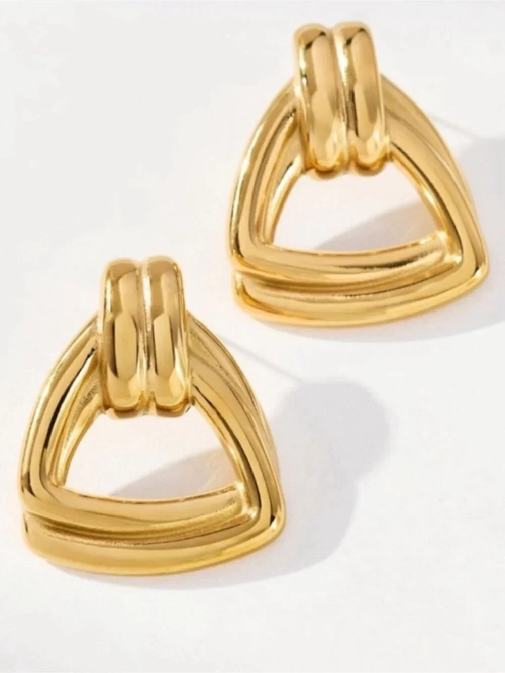 New! Anthropologie Gold Plated Triangle Earrings (2019) NWT
